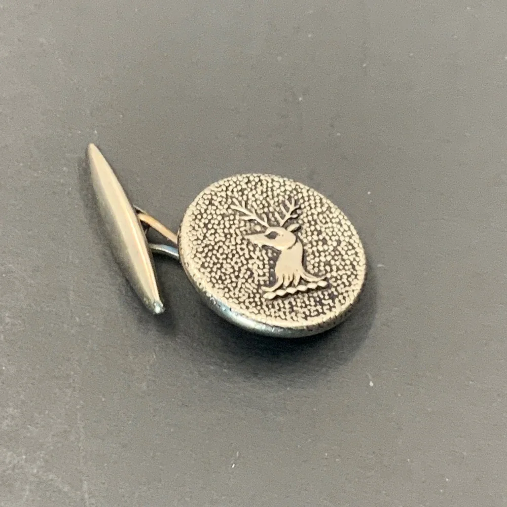 Vintage Silver Tone Stag Deer Head Oval Single‎ Cuff Link Replacement Wildlife